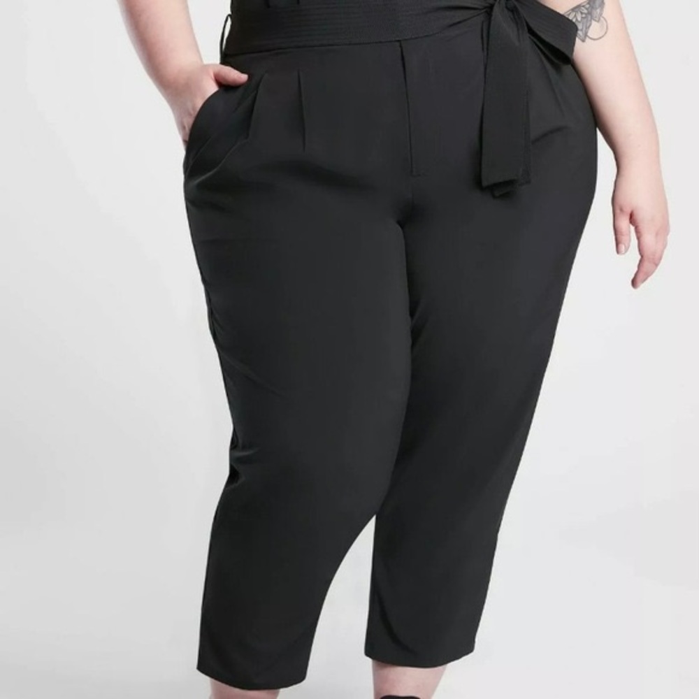 BLACK - Athleta Women's Skyline Pant II Paperbag Waist Decorative Tie